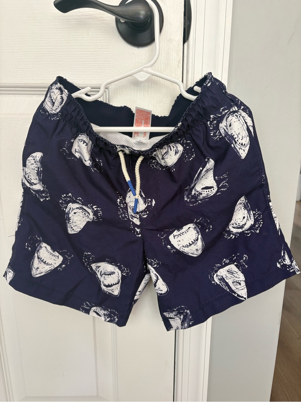 Boys Cat & Jack Navy Shark-Print Swim Trunks - Boys Size 8